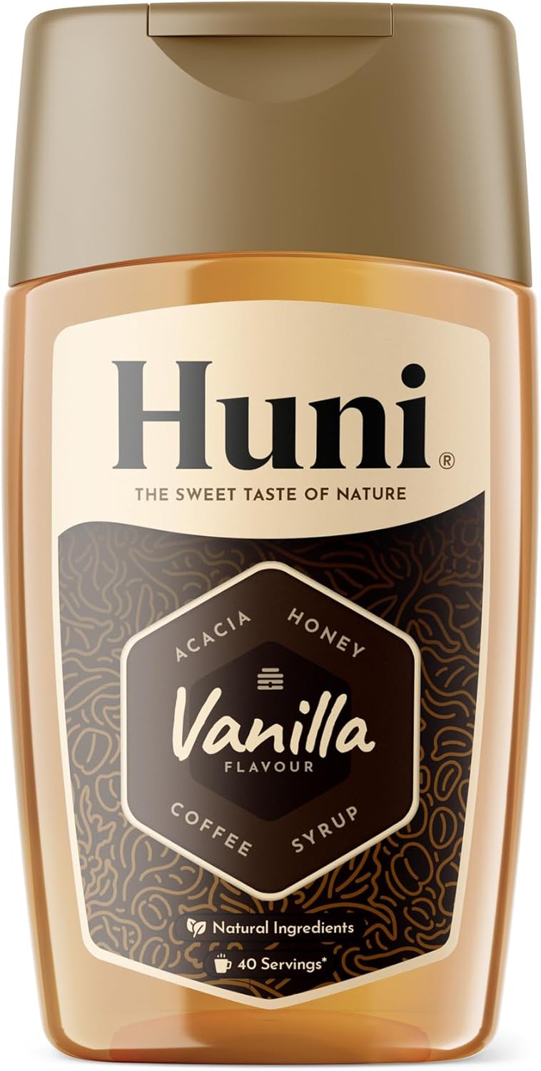 Huni Natural Coffee Syrup | Vanilla 200ml - Acacia Honey based Natural Coffee Syrup - 40 Servings