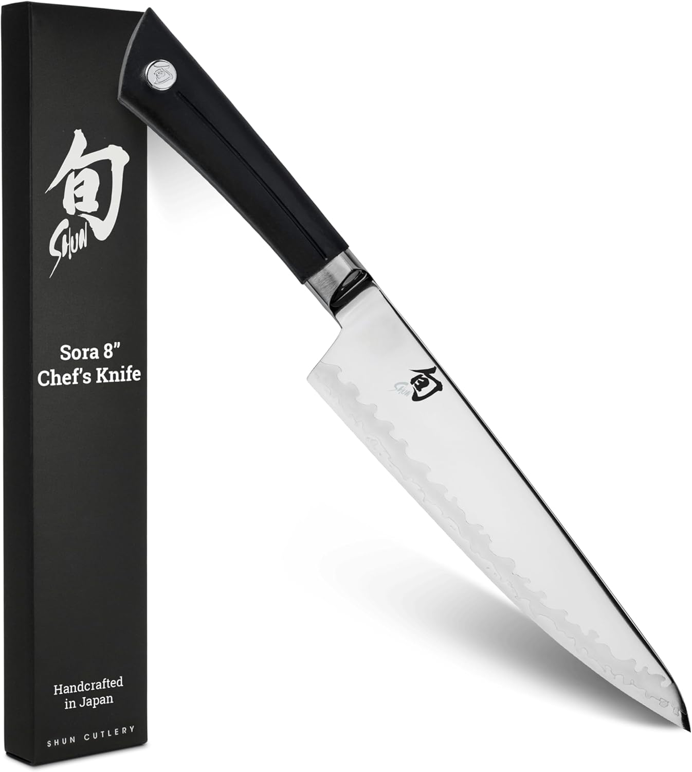 Shun Sora 8" Chef's Knife, Handcrafted Japanese Kitchen Knife, VG10 Steel Edge and 420J Stainless Steel Blade, Balanced Handle, Gyuto-Style Chef Tool for Professional and Home Chefs