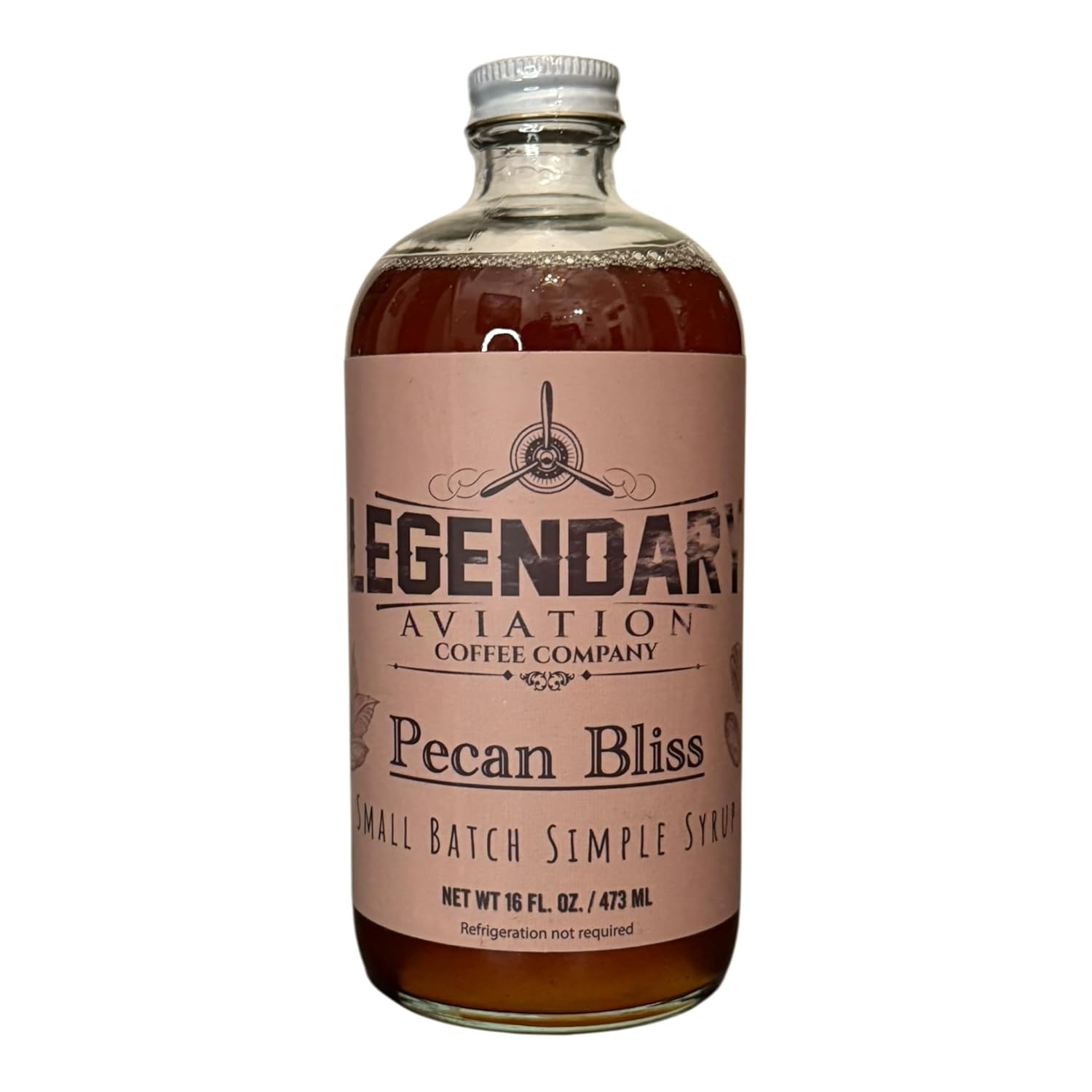 Legendary Aviation Coffee Company | Pecan Bliss Simple Syrup | Organic | No Artificial Flavoring | Honey and Brazilian Cane Sugar
