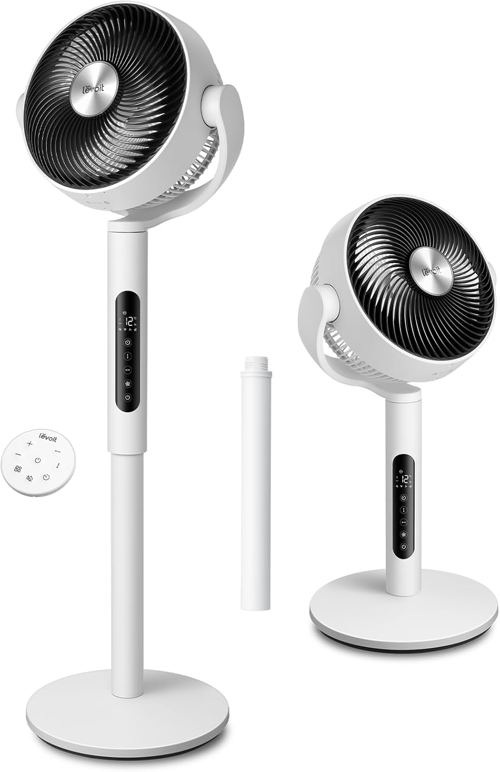 Levoit 20dB Quiet Pedestal Fans for Bedroom, 1451CFM Powerful Air Circulator Fan with Remote, 90°+120° Oscillating, 12 Speeds, 4 Modes, 12H Timer, Adjustable Height, Standing Fan for Home Office