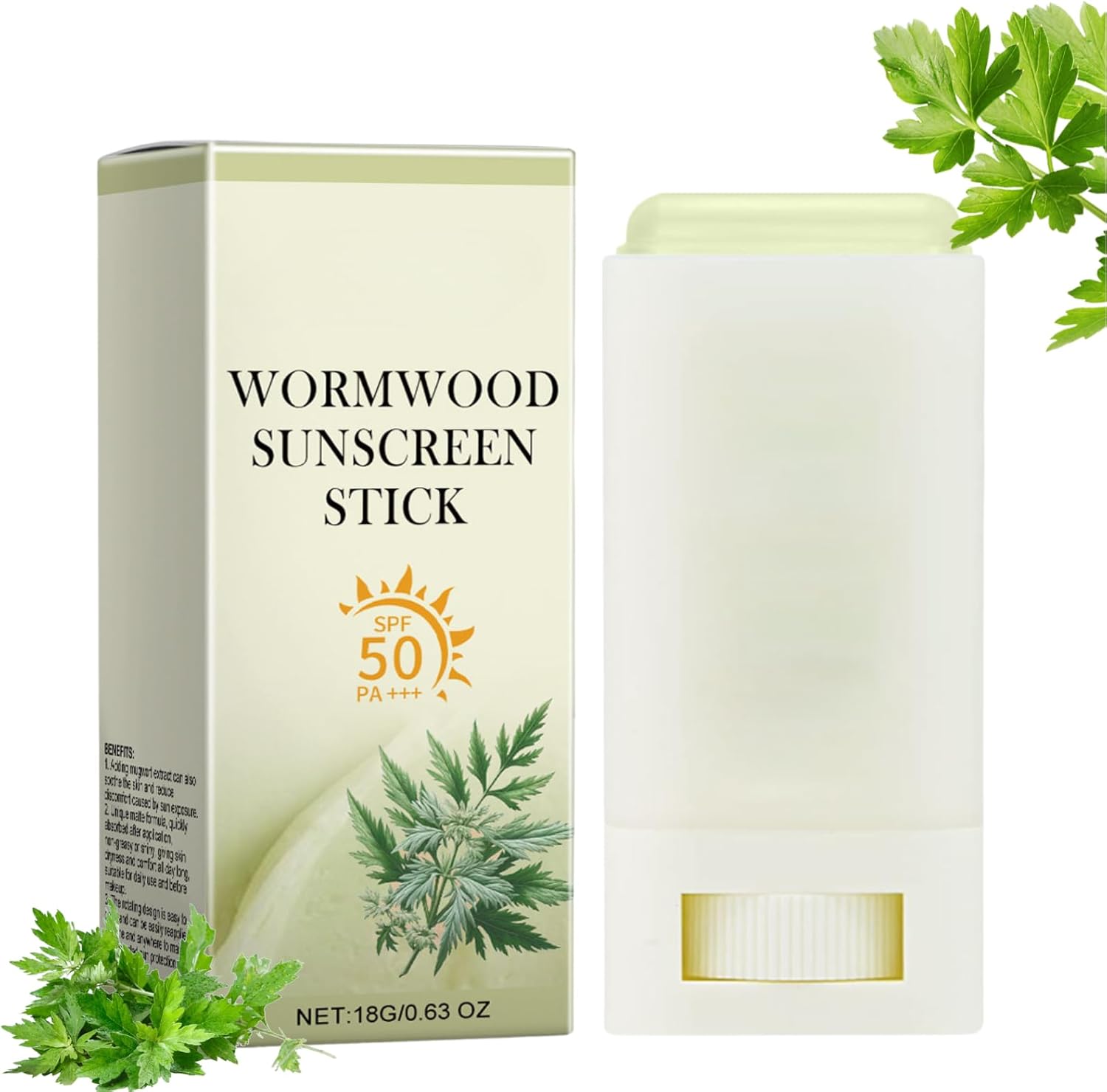 Wormwood Sunscreen Stick - Face Sunscreen Spf 50 - Gentle Formula Spf 50 Facial Suns Cream Balm - Travel Size,Natural Plant Extract Sunscreens Factor 50 for Women