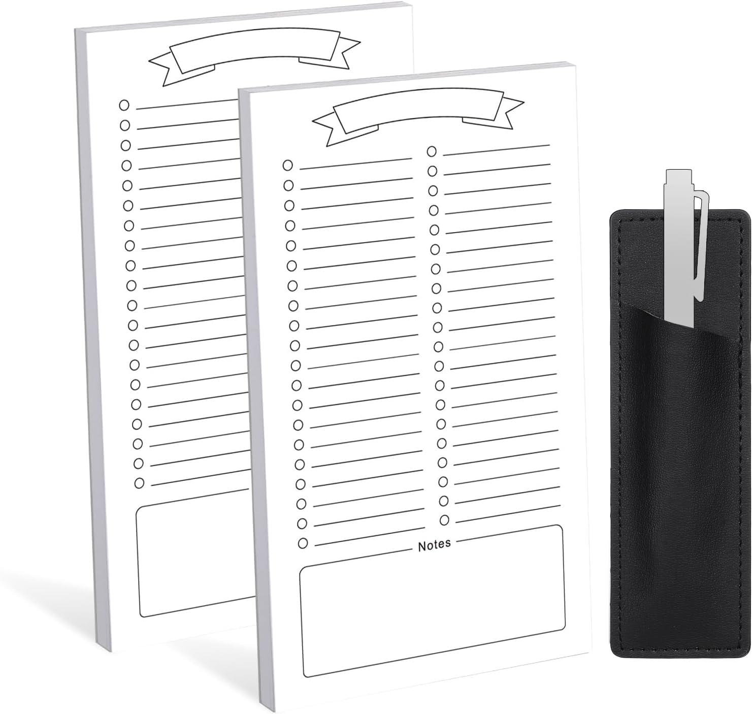 2 Pack Grocery List Magnet Pad for Fridge with Pen Holder, Totally 120 Sheets Magnetic Note Pad for Fridge Full Back Magnet Shopping List, To Do List, Memo Notepads, 4.5x7.5(Blank Design)