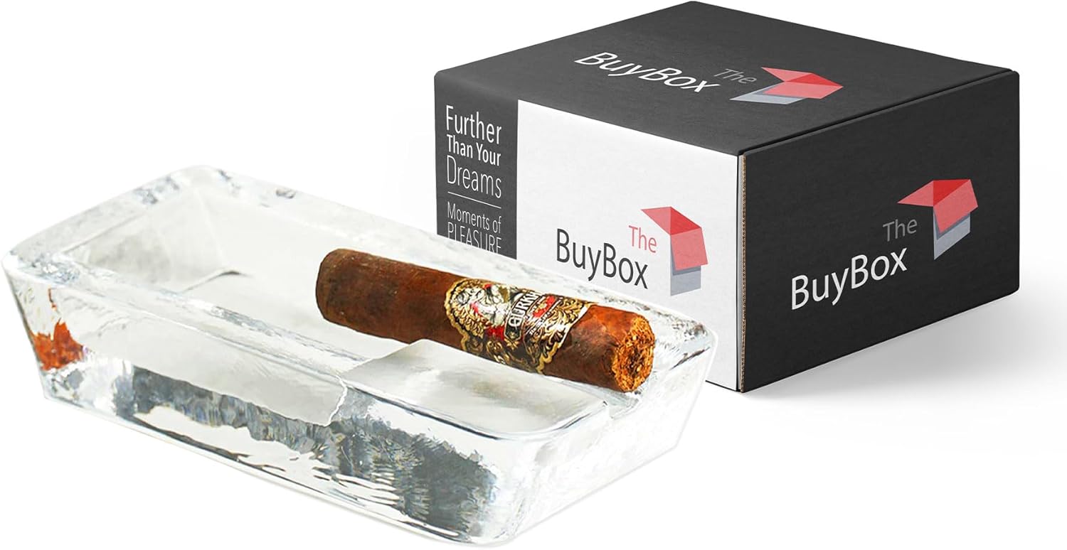 the mask el turko Buybox Cigar Ashtray Big Ashtrays for Cigarettes Outdoors Large Heavy Glass Patio/Outdoors /Indoor/Home Decor Cigars Ash Tray Giant Luxury Premium Cigarette Outdoor, Clear