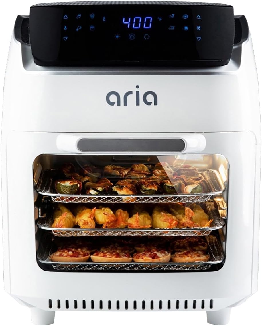 Aria 10 Qt. Touchscreen Air Fryer Oven with Premium Accessory Set and Recipe Book, White