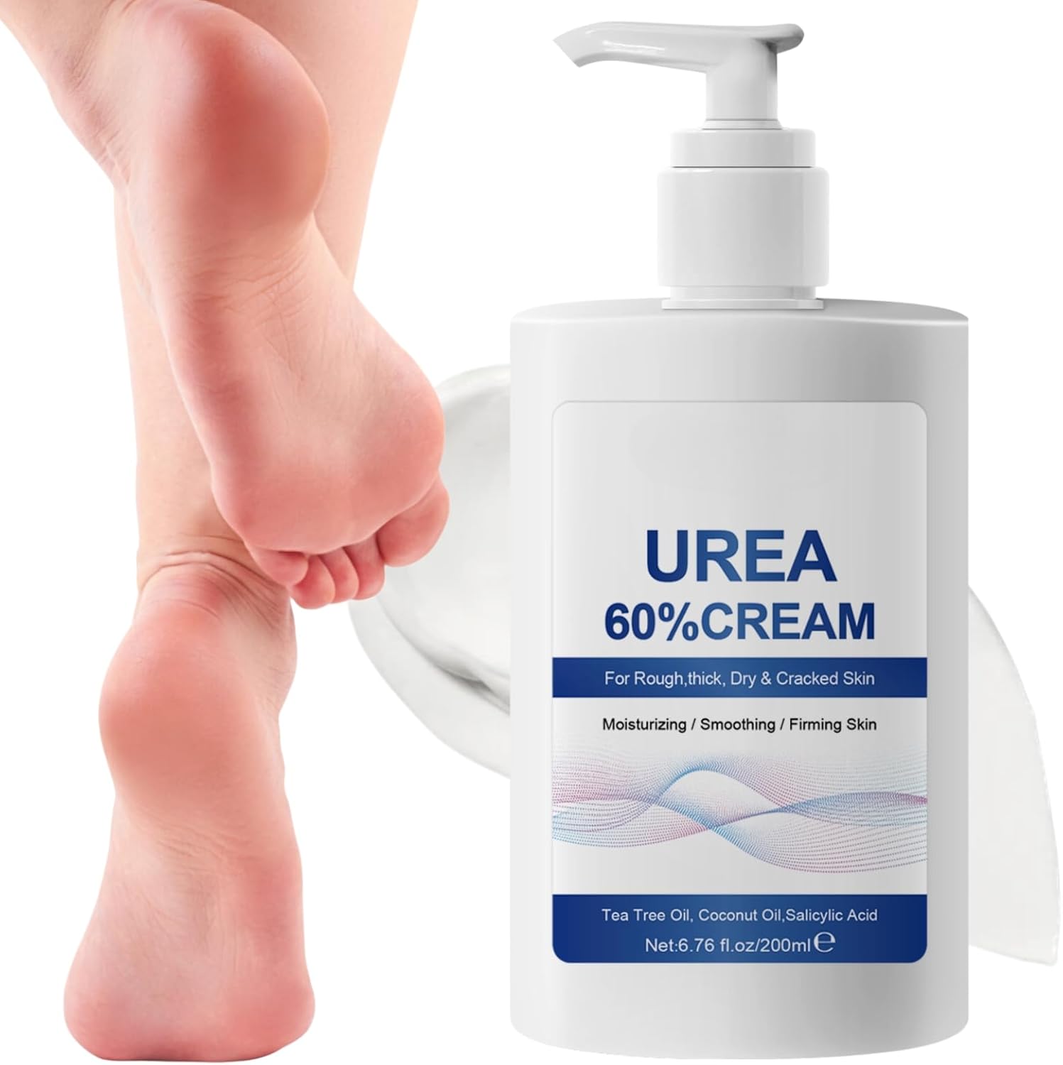 60% Urea Cream - Cracked Heel Repair Cream For Feet and Hand - Foot Cream for Cracked Heels and Dry Skin - Urea Cream 60 Percent for Feet - Maximum Strength for Hand, Foot and Body Care
