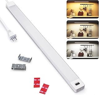 MYPLUS Under Cabinet Lights Plug in, Hand Wave, 16" LED Light Bar, 5 Color Dimmable Bright 450 Lumens,CRI 90+,7W,120V, Light Strip for Kitchen,Garage,Office,Desk
