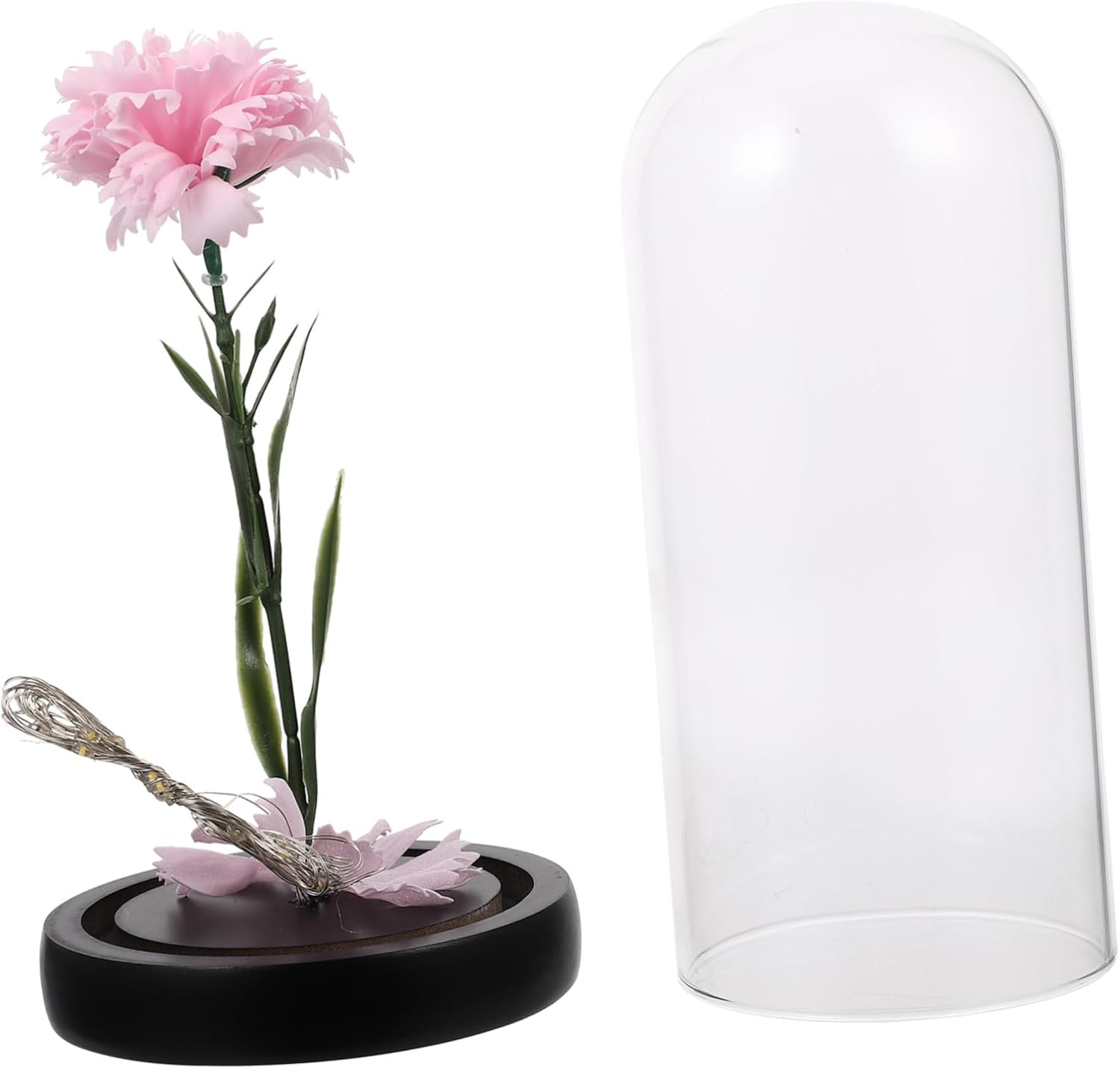 OSALADI Led Light Glass Dome Carnation Lamp Pink Carnations for Mother's Day