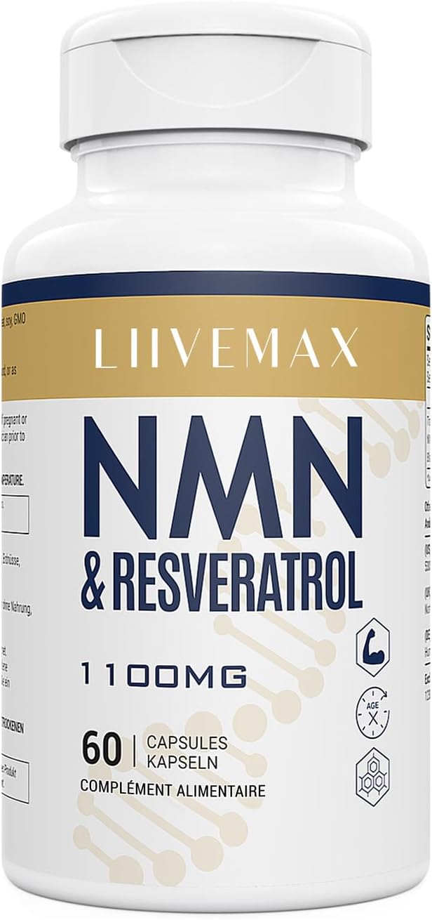 NAD+ & Trans-Resveratrol Complex 1100mg | Anti-Aging Antioxidant Supplement | Enhanced with Black Pepper Extract for Superior Absorption (60 Count, (Pack of 1))