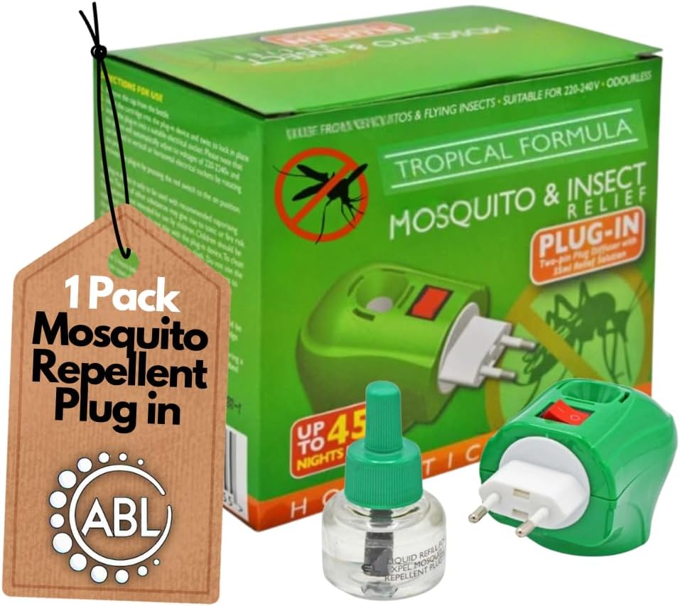 Plug-in Mosquito Repellent Plug-in Insect Killer for Home & Travel Lasts for up to 45 Nights per Refill | Includes 1 Refill & Plug | Long Lasting Performance | 1 Pack