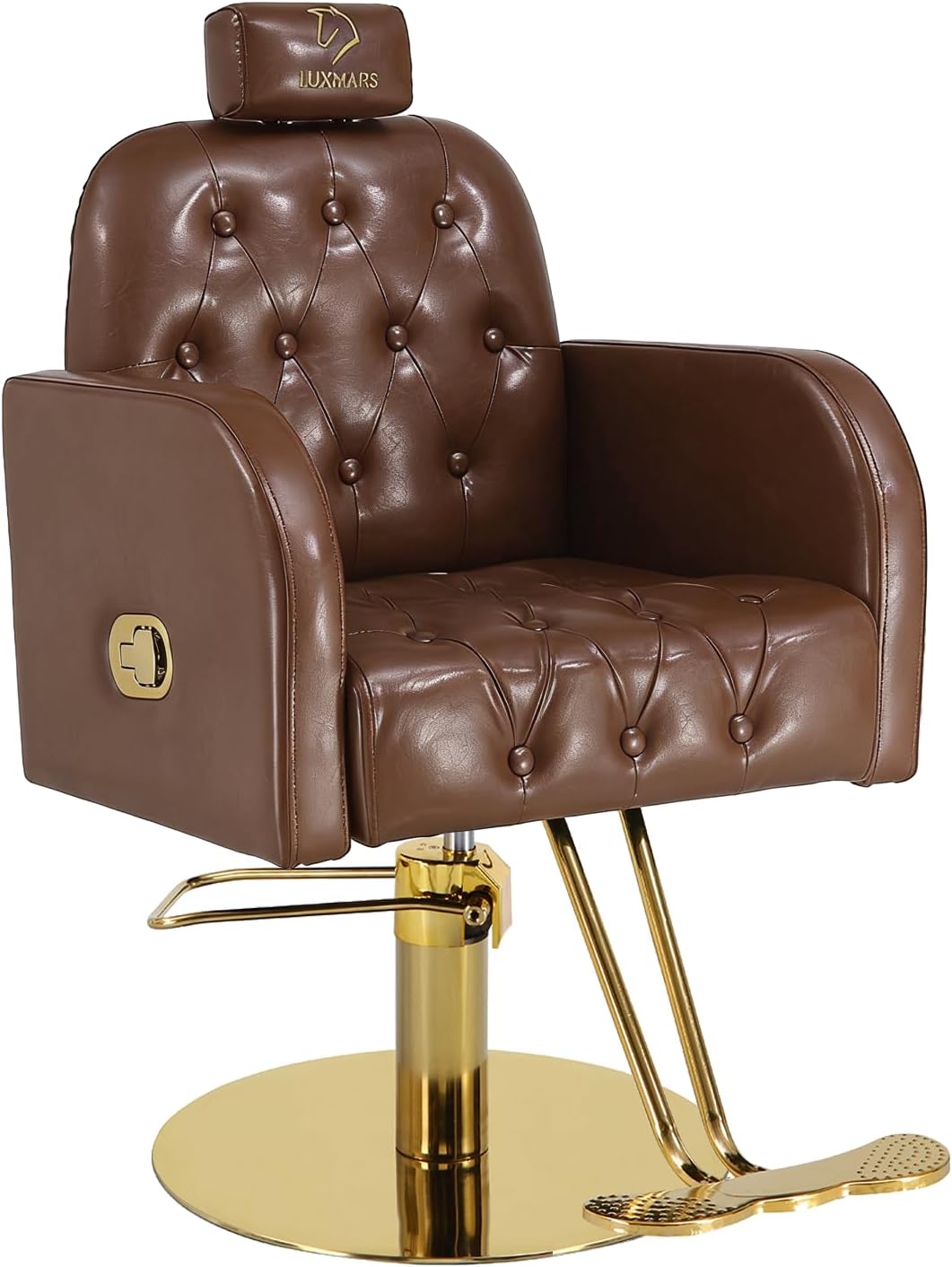 Vintage Barber Chair,360° Swivel Salon Chair with Reclining,Adjustable Height,Professional Stylist Chair with Heavy-Duty Hydraulic Pump,Spa Equipment for Barbershop,Beauty,Home (Glossy Brown)