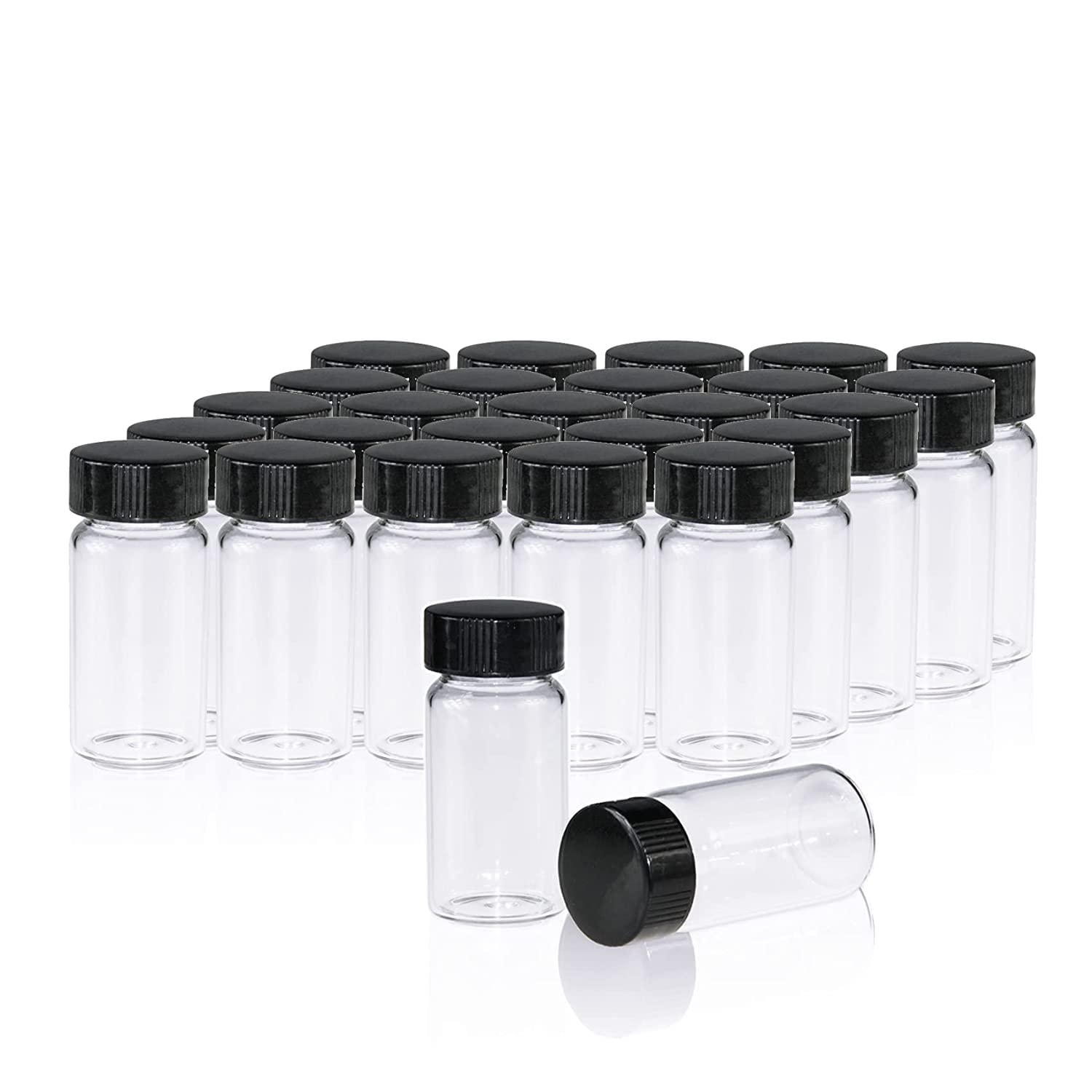 ALWSCI 20 mL Sample Vials 20 pcs Sample Glass Bottles With Screwcap, PE Liner Sample Containers Lab Vial Bottle Liquid Sampling Glass Bottles Oil Bottle