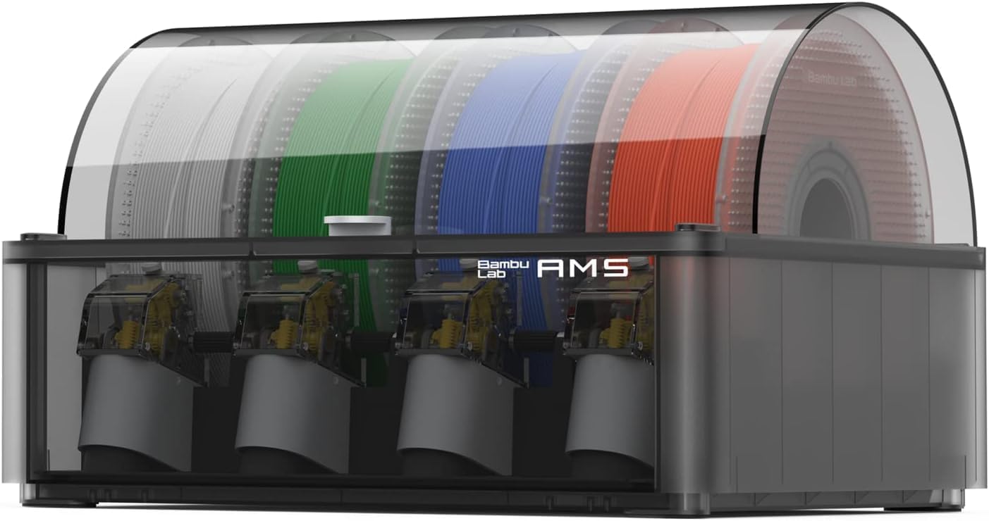 Bambu Lab AMS - Automatic Material System, Support Up to 16 Colors/Multi Materials, Filament Auto-loading, Worry-free Printing & Intelligent Filament Detection Compatible with Bambu Lab P1P 3D Printer
