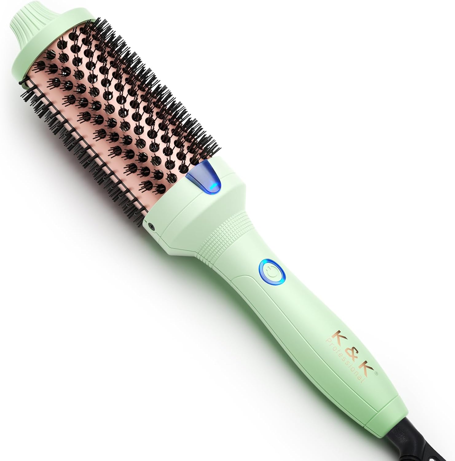 K&K Thermal Brush, 45 mm Heated Round Brush, Professional Heated Curling Ceramic Tourmaline Ionic Curling Iron, Hot Styling Volumizing Comb, Dual Voltage