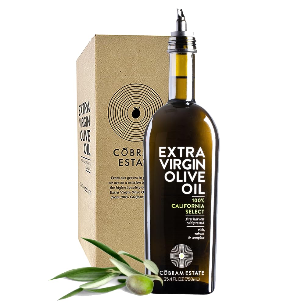 Cobram Estate California Select Extra Virgin Olive Oil - First Cold Pressed, Non-GMO, Keto Friendly, High in Antioxidants, Fruity & Balanced - Cold Pressed Olive Oil Bottle EVOO - 750ml (Pack of 1)