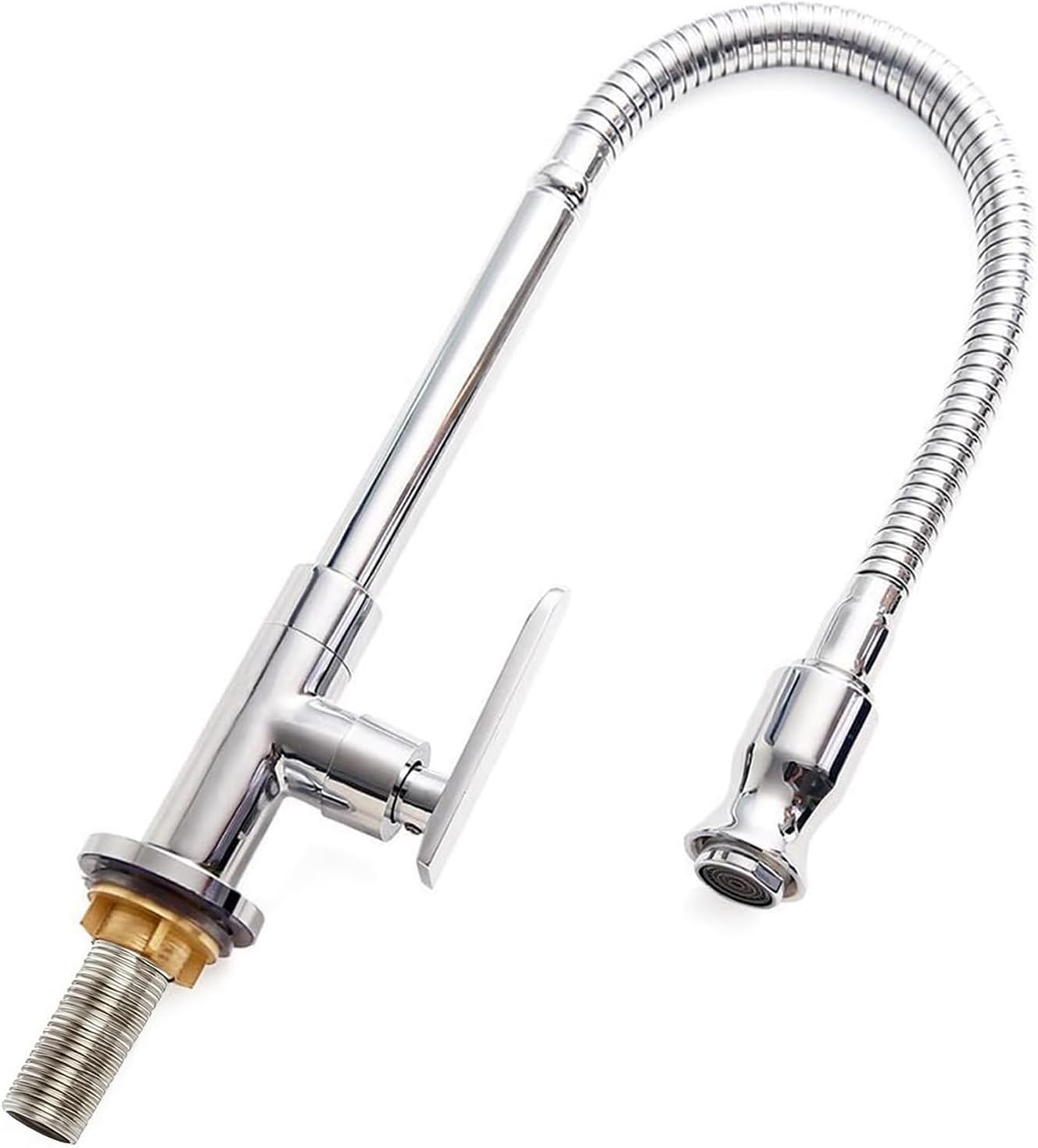 Inchant Single Lever Flexible Pull Out Kitchen Water Tap Sink Faucet Single-Tube Cold Water Basin Taps Vanity Vessel Faucets Deck Mount Chrome Finish