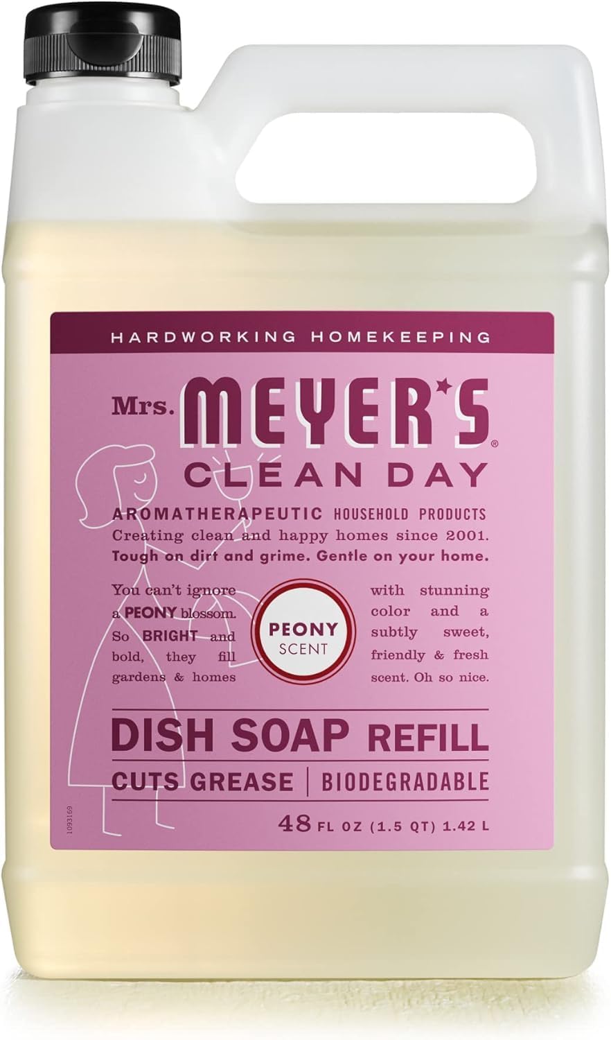 MRS. MEYER'S CLEAN DAY Liquid Dish Soap Refill, Peony, 48 fl. oz