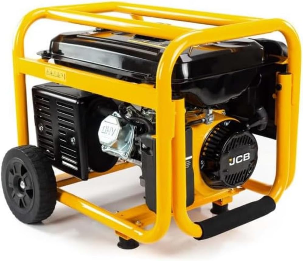 JCB 3.6kW / 4.5kVA Petrol Site Generator 115V / 230V 7.5hp 224cc JCB Engine Recoil Start Engine Heavy Duty Professional Use Trade Worksite Builder Powerful Workshop 3 Year Warranty