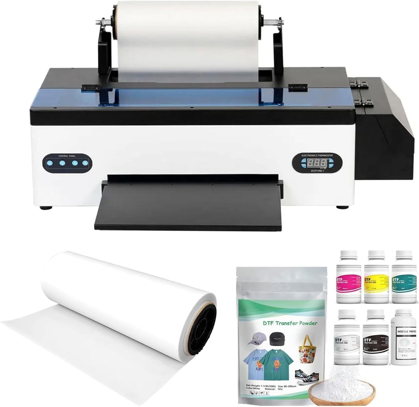 DTF Printer L1800 Printer Machine 13in with Safety Software and Roll Feeder, Advanced Ink System, Direct to Film High-Speed Printing for T-Shirts, Hats, Garments, Hoodies, A3 DTF Bundle for Beignners