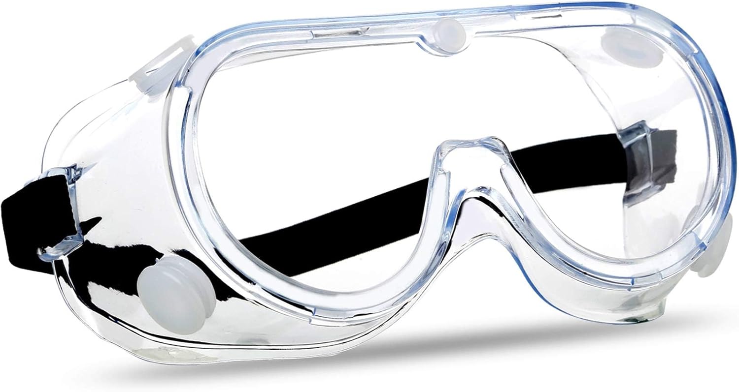 Super More Anti-Fog Protective Safety Goggles Clear Lens Wide-Vision Adjustable Chemical Splash Eye Protection Soft Lightweight Eyewear
