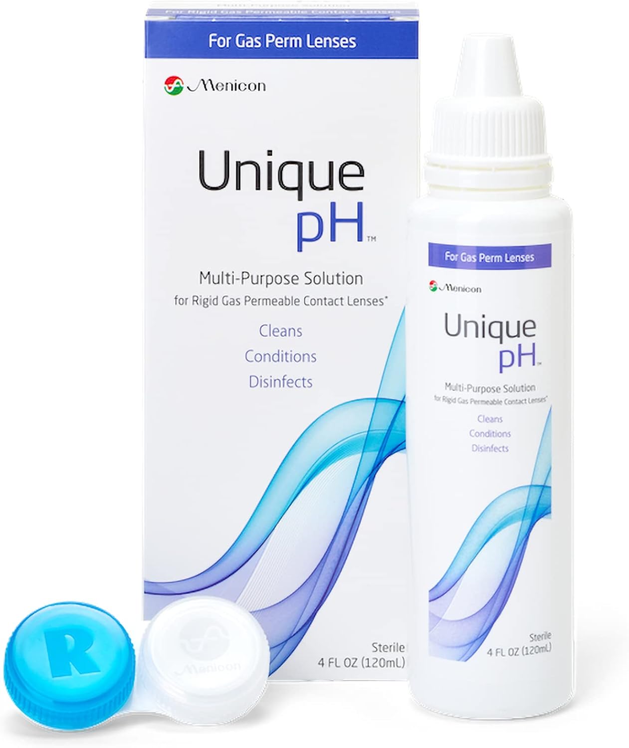Menicon Unique pH Multi-Purpose Contact Lens Solution With Lens Case (4 Fluid Ounces)
