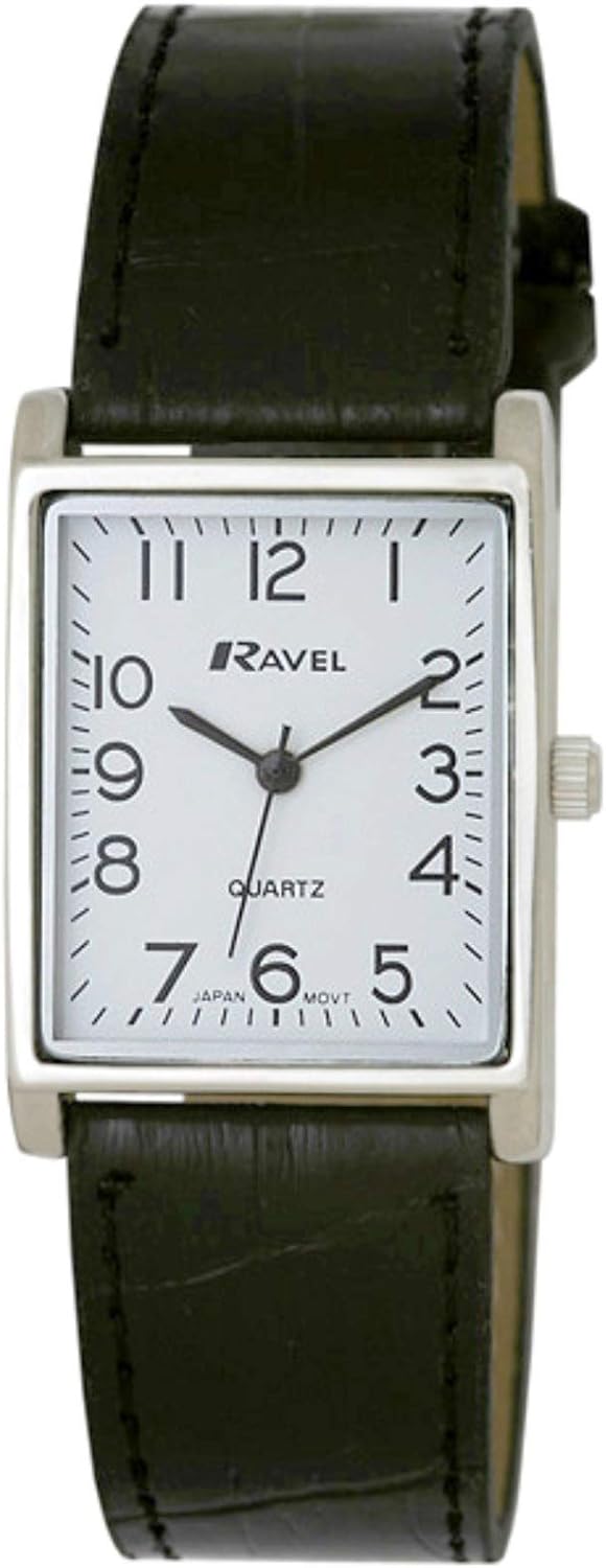 Ravel - Unisex Traditional Rectangular Watch with Clear Numeral Dial