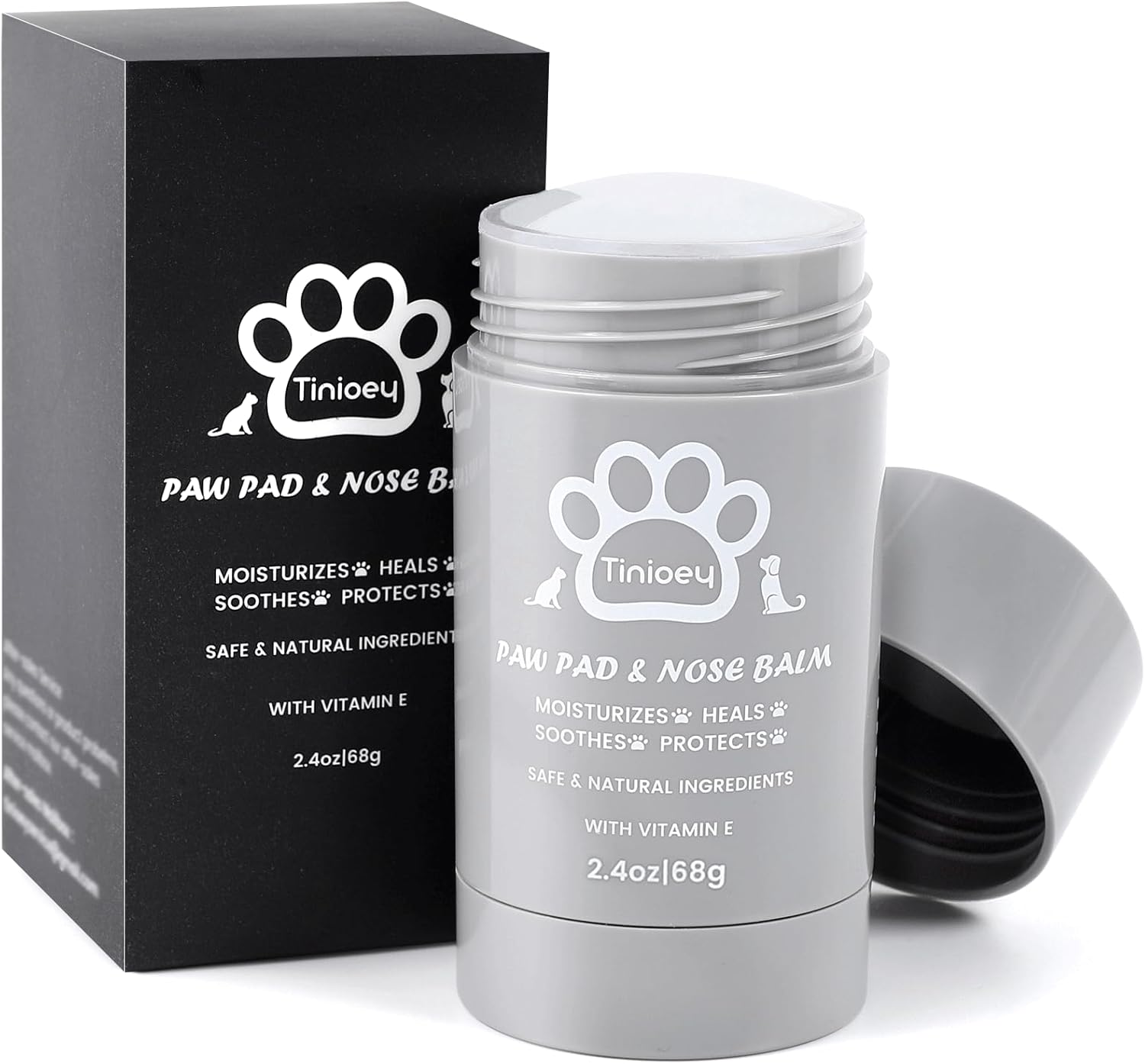 Tinioey Dog Paw Balm for Dogs& Cats with Vitamin E (68g Stick) | All Natural Dog Nose Balm Paw Protector/Moisturizer/Soother | Dog Gifts Dog Essentials | Horse Hoof Health Care Supplies