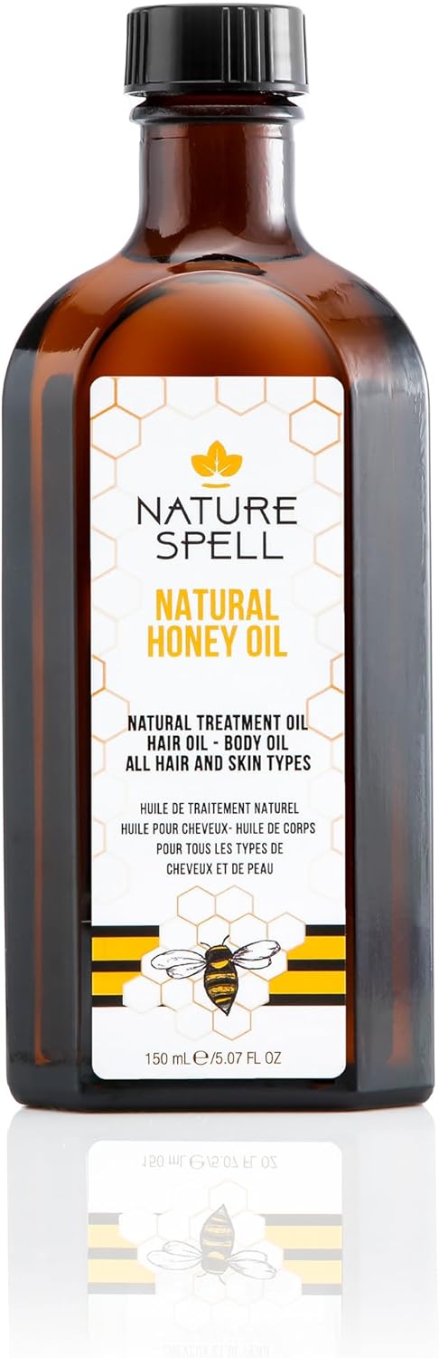 Nature Spell Honey Oil for Hair & Skin 150 ml – Retains Moisture for Hair - Skincare Oil to Target Pores – Made in the UK