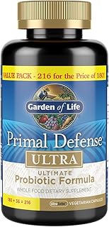 Garden of Life Whole Food Probiotic Supplement - Primal Defense ULTRA Ultimate For Digestive and Gut Health, 216 Vegetarian Capsules