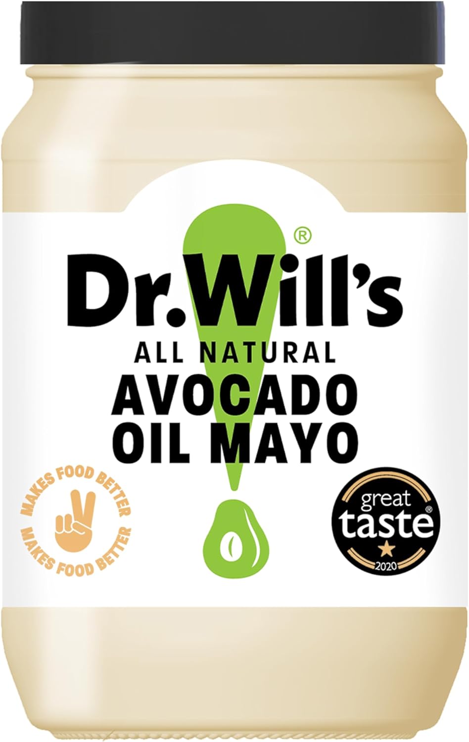 Dr. Will's All Natural Avocado Oil Mayonnaise - 1 x 630g Jar - Made with Pure Avocado Oil & British Free Range Egg Yolk | Seed Oil Free | Sugar Free Avocado Mayo | Keto