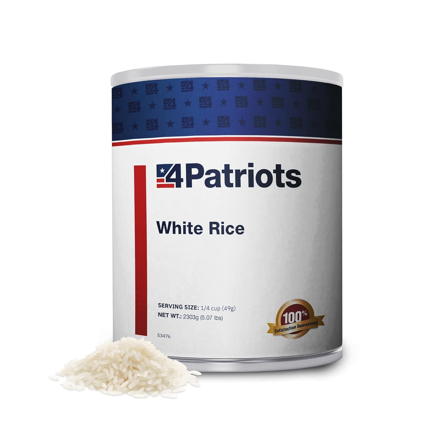 4Patriots Freeze-Dried White Rice #10 Can: Survival Rice Designed to Last 30 Years, 47 Servings