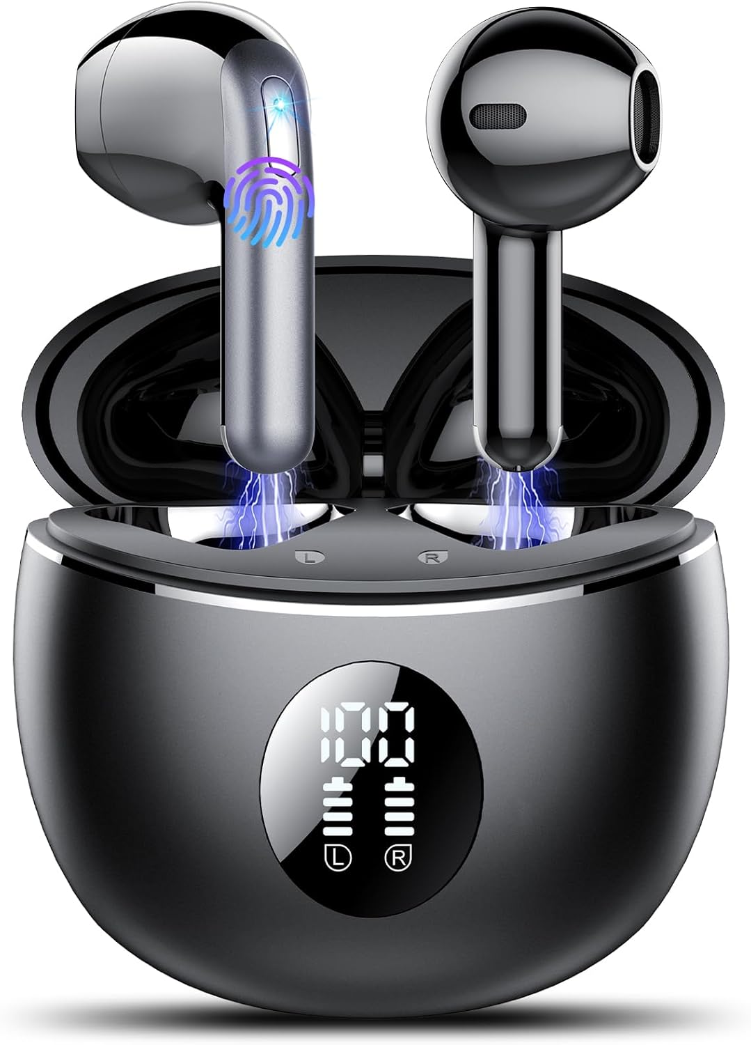 Wireless Earbuds, Ear buds Bluetooth 5.4 Headphones in Ear, 2025 New Bluetooth Earphones with 4 ENC Noise Cancelling Mic, Bass Boost 87%, 50H Ear phones with IP7 Waterproof, Fast Charge, LED Display