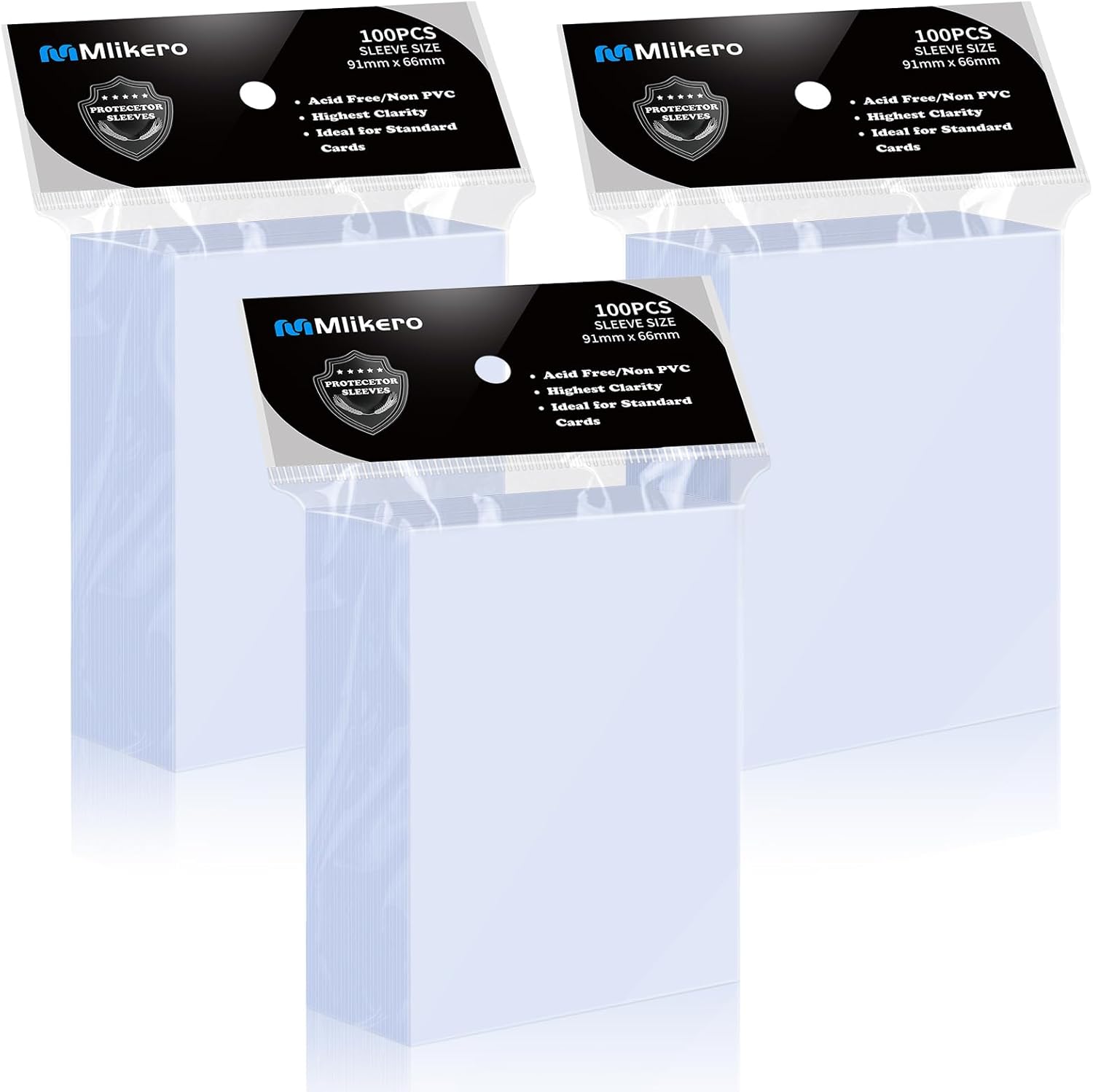 Mlikero 300 Pcs Clear Standard Size Sleeves, Sturdy Trading Cards Protector Fit for MTG, Football, Sports, Game Cards