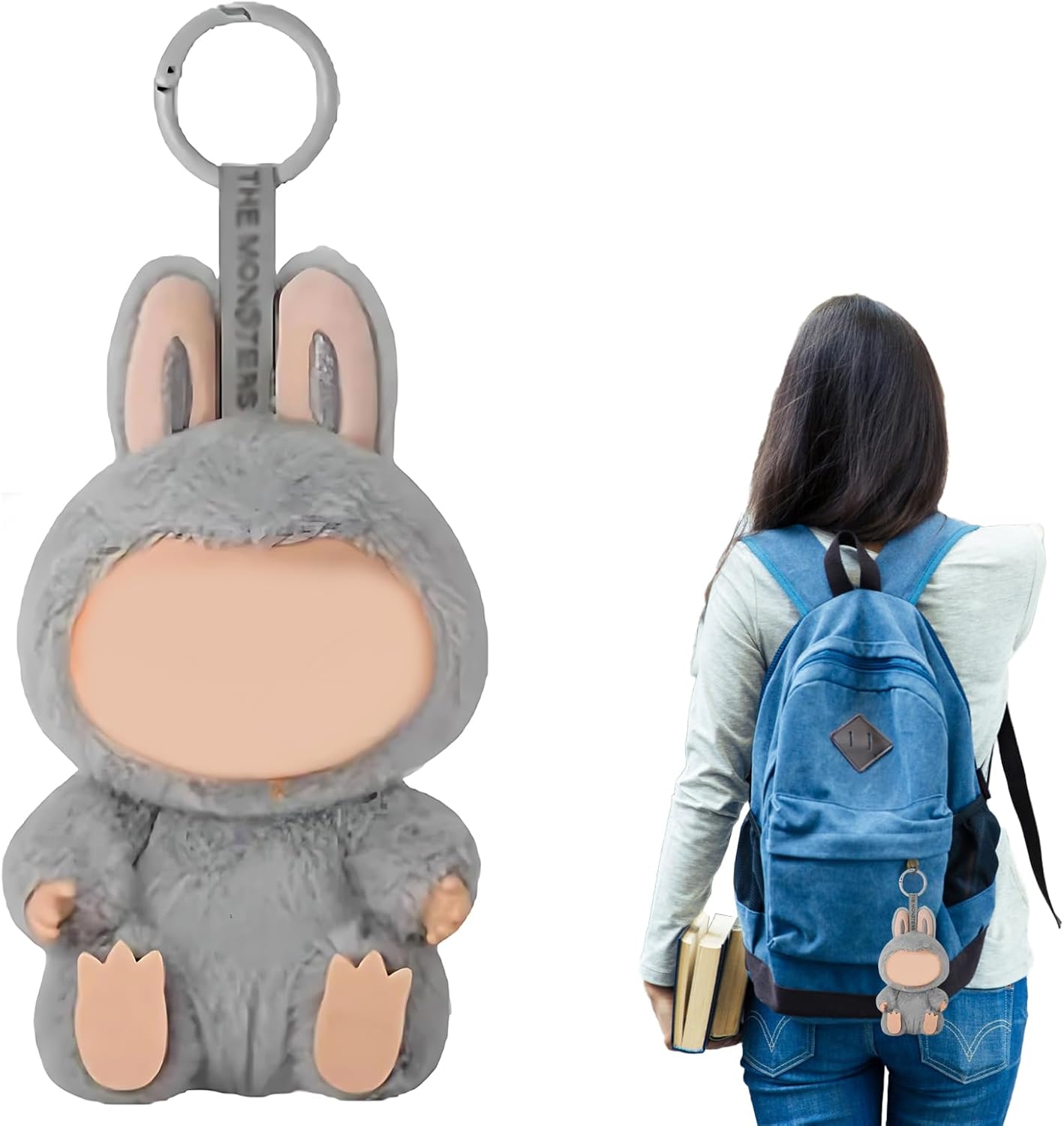 PXDUCN Plush Keyring, Keychain, Cute and Collectible Plush Doll, 6.69in Doll Keychain, Cute Plushies for Home Decor Party Gifts Desk Accessories Car Decor Gifts for Family and Friends (Grey)