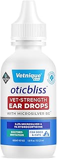 Vetnique Oticbliss Cat & Dog Ear Infection Treatment Drops - with 1% Hydrocortisone & MicroSilver BG for Dog Yeast Ear Infections - Vet Recommended Cat & Dog Ear Cleaner for Itchy Ear Relief