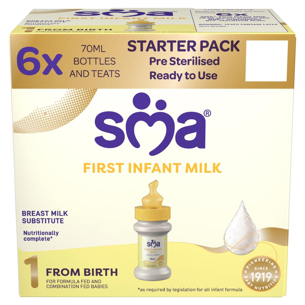 SMA PRO First Infant Baby Milk Starter Pack, Ready to Drink, From Birth (6x70ml)