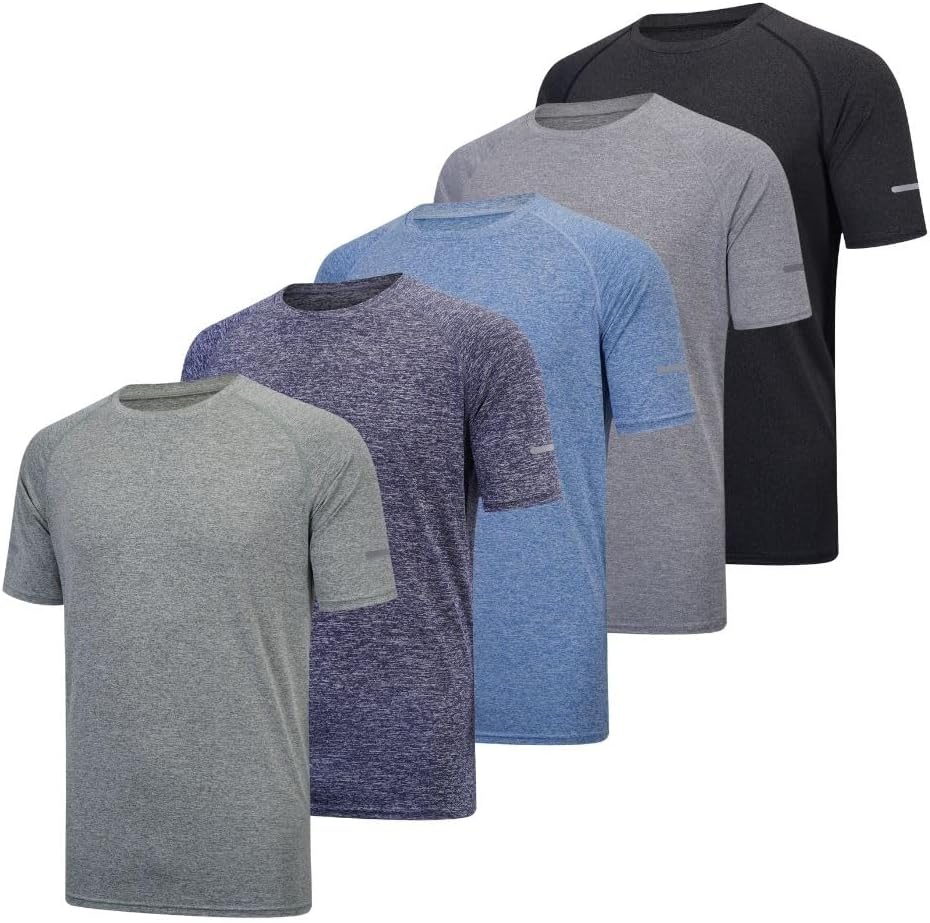 fovdtaa 5 Pack Mens Short Sleeve Crew Neck Gym T Shirt Workout Running Tops Mens Breathable Athletic Shirts Short Sleeve Sport Tops