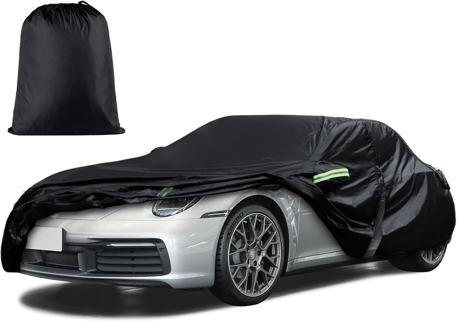 Car Cover Custom Fit for 1998-2025 Porsche 911 (991/992/996/997 Series) Carrera 4S/Turbo/Carrera, Waterproof All Weather Full Exterior Cover Rain Sun Protector with Door Zipper