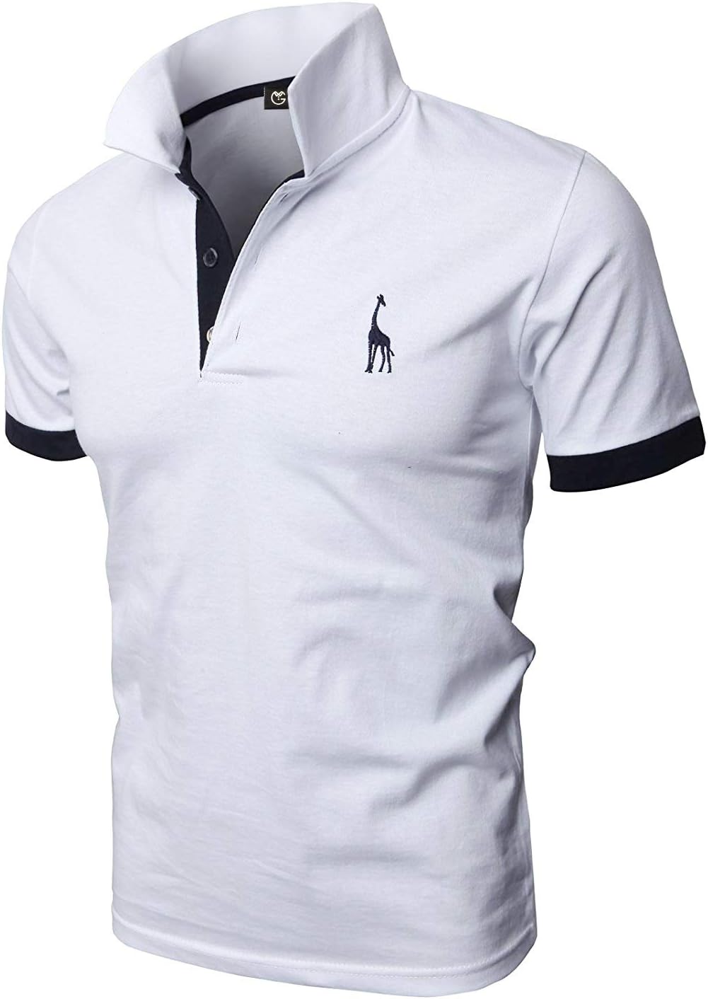 GHYUGR Men's Short Sleeve Polo Shirts Giraffe Contrasting Colors Golf Tennis T-Shirt
