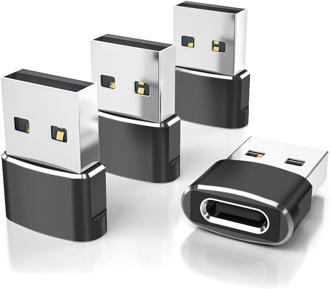 Elebase USB to USB C Adapter 4 Pack,USBC Female to A Male Car Charger,Type C Converter for iPhone 16 16e Pro Max,15 14 13 12 Plus,Apple Watch,Airpods,Compatible for Nintendo Switch,Samsung Galaxy S25