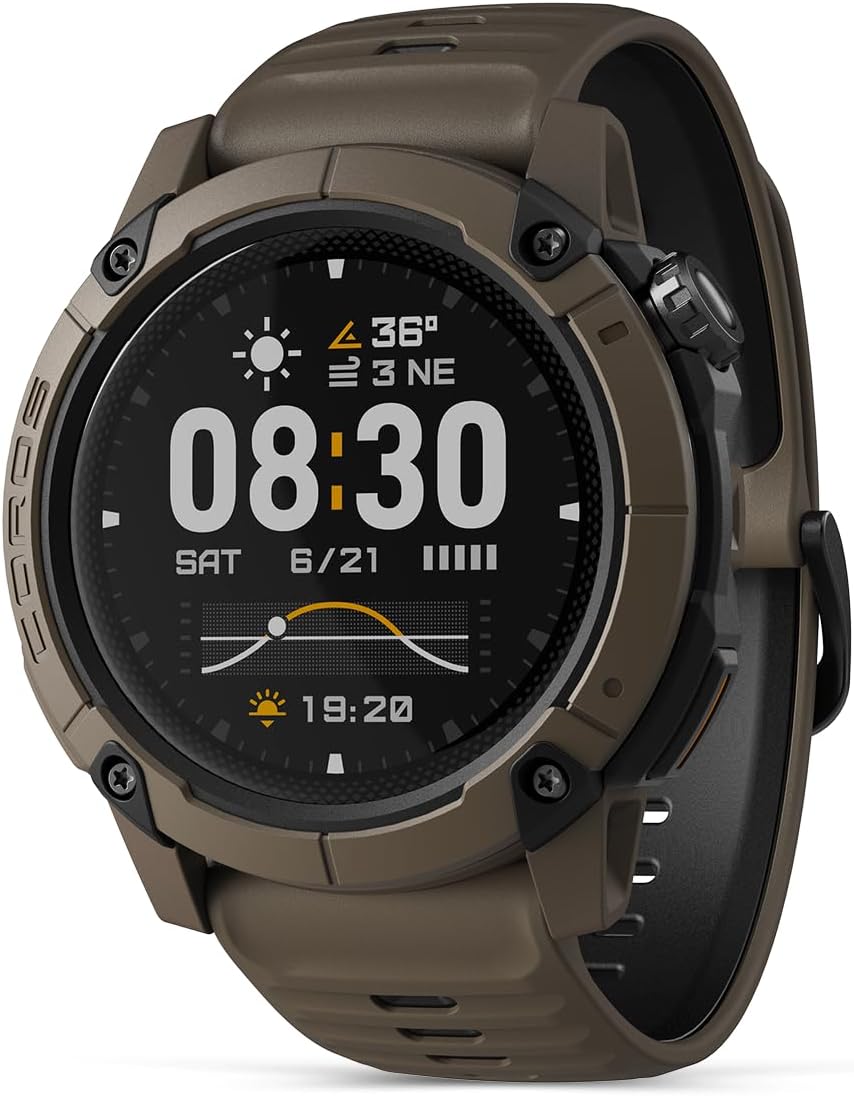 COROS NOMAD Outdoor GPS Smartwatch, 1.3" MIP Touchscreen, Global maps with Turn-by-Turn Navigation, 22 Days Battery Life, Microphone Records Voice Notes, Real-time Weather, and Safety alerts (Brown)