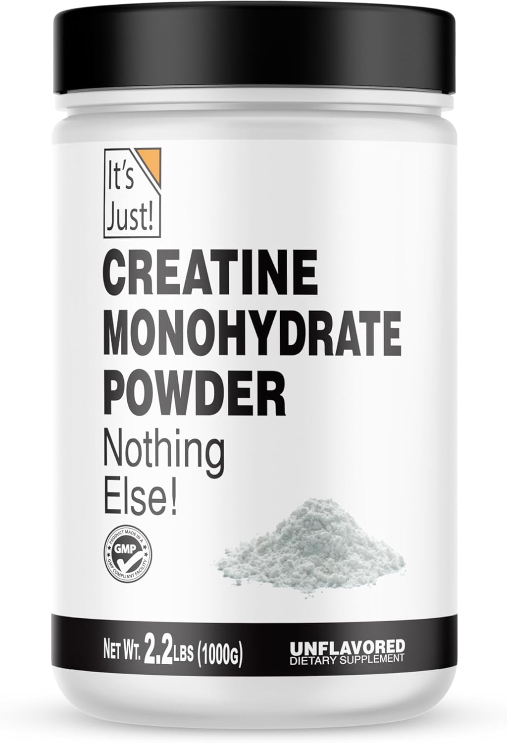 It's Just! - Creatine Monohydrate Powder, Pure Creatine Powder, Made in USA, 3rd Party Lab Tested, 5g Per Serving, Scoop Included, No Fillers, No Added Flavor (Unflavored, 1000g / 200 Servings)