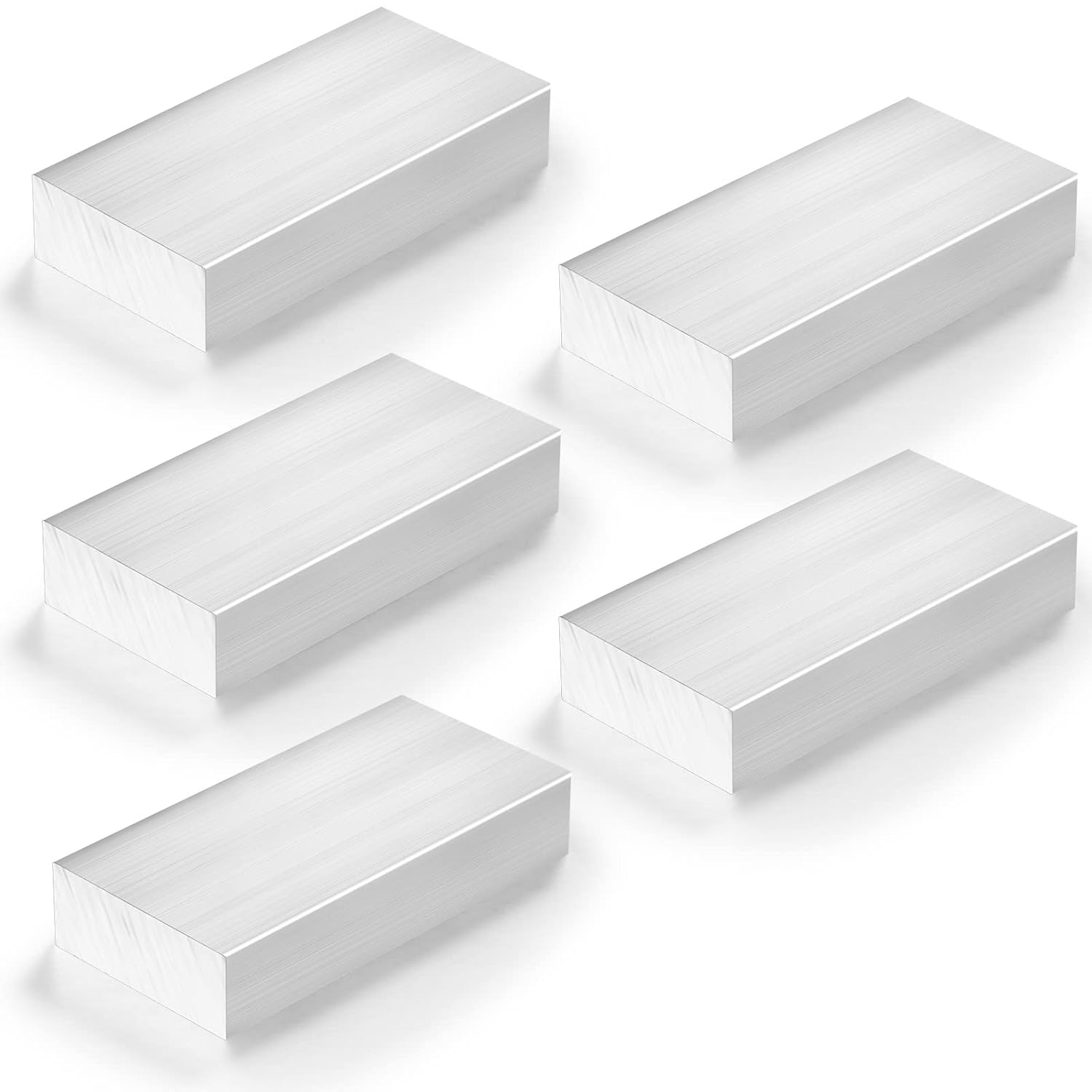 5 Pcs 1'' x 2 '' Square Aluminum Bar 4'' Long 6061 General Purpose Plate Block T6511 Aluminum Flat Bar for Milling Lathe Work
