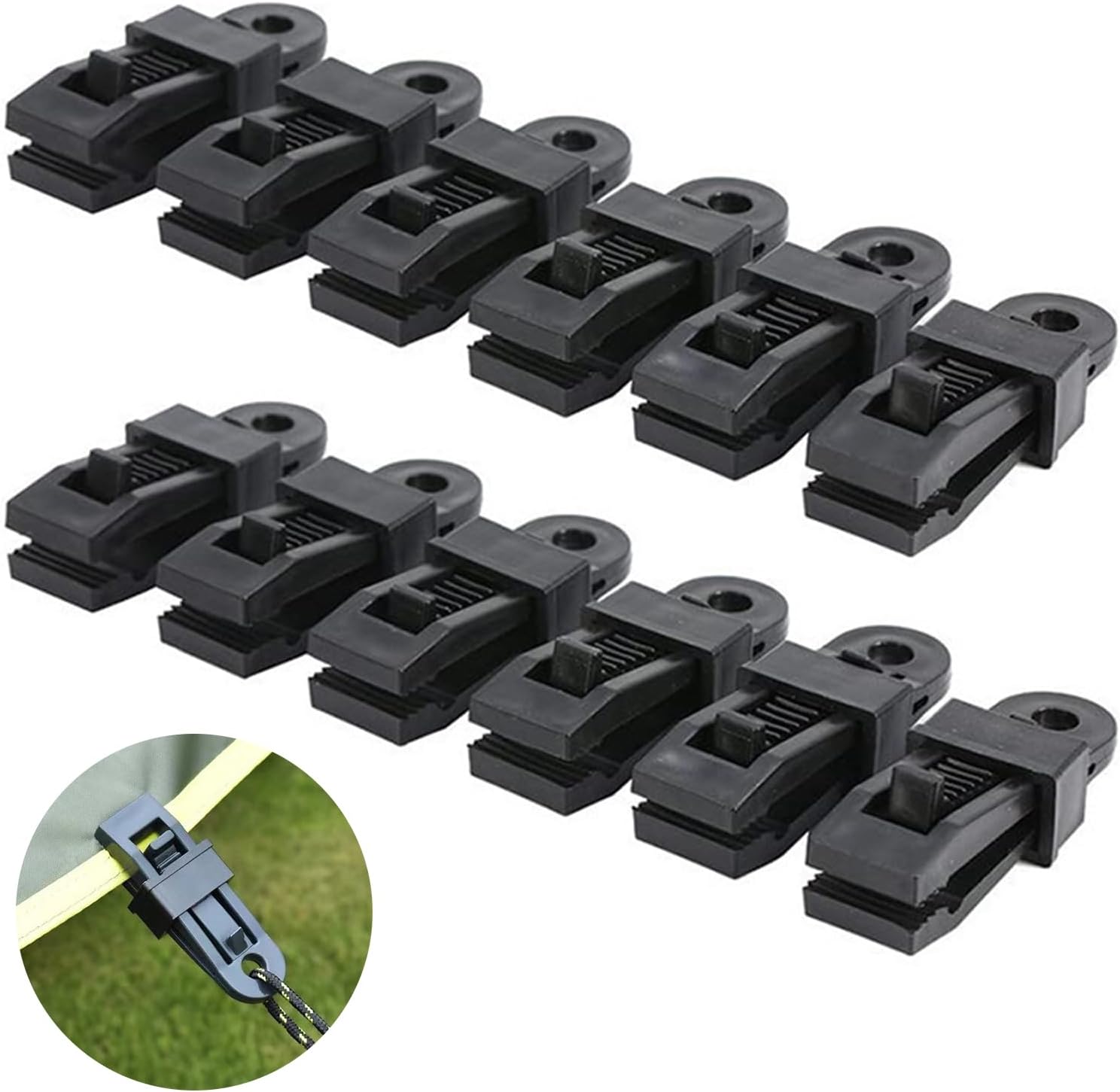 12 PCS Heavy Duty Tarpaulin Clips Set, Tarp Clip Clamp Camping Tent Clips Crocodile Mouth Clips Plastic Tent Clips Instant Awning Clamp for Tents Tarp Caravan Garden Shade Cloth Boat Cover (B)