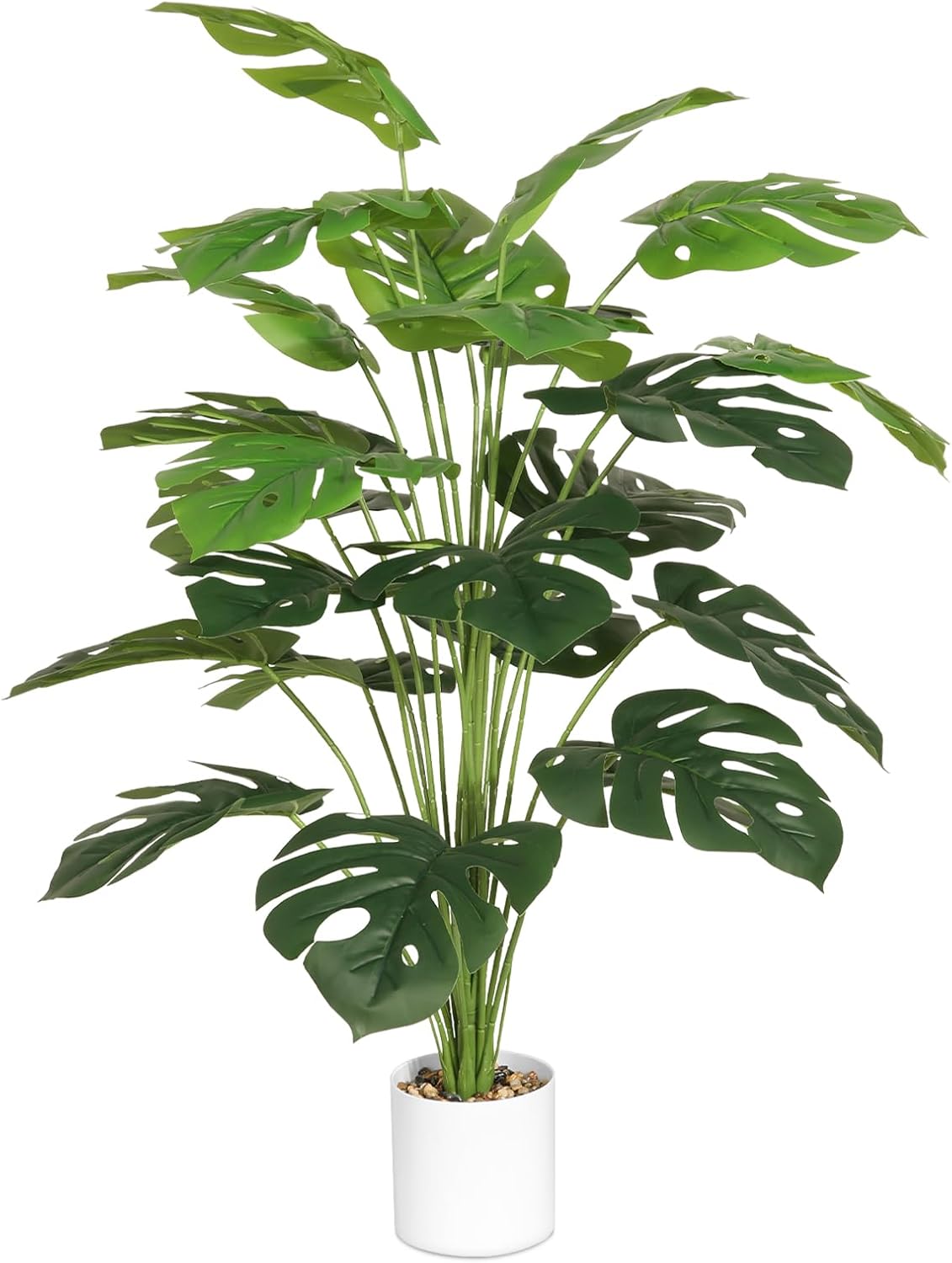 Tuocal 28" Artificial Plants Tropical Palm Tree Fake Monstera Tree in Pot Tall Faux Plant for Outdoor Indoor Home Garden Office Decoration