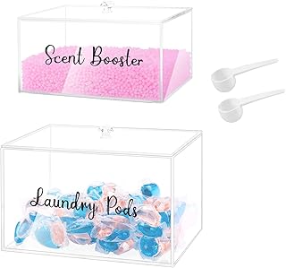 VOTLEVT Acrylic Laundry Pods Container and Scent Boosters Container Set, Laundry Room Organization and Storage, Laundry Pod Holder and Laundry Powder Container, XiYiNingZhuHe001