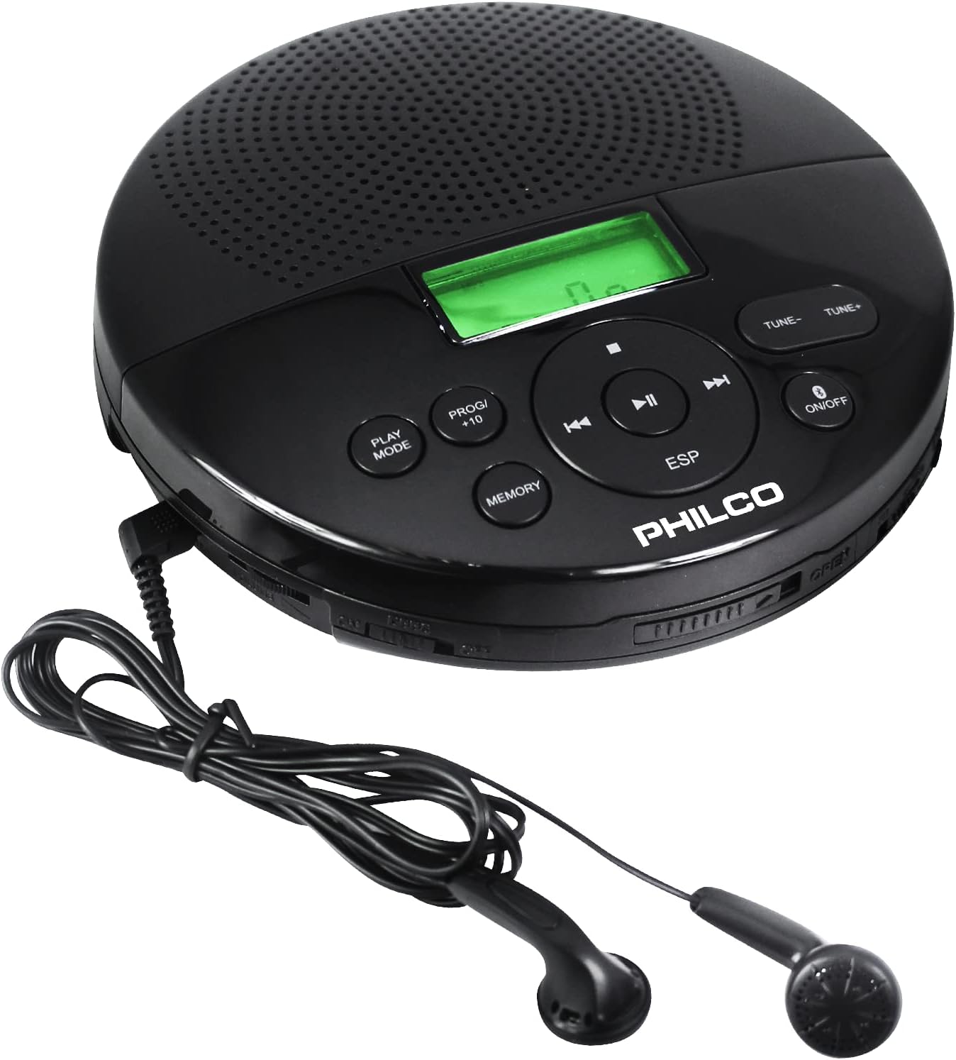 Philco Bluetooth Personal CD Player - MP3 Playback, FM Radio, 60s Anti-Shock, Built-in Speaker, Headphones Included