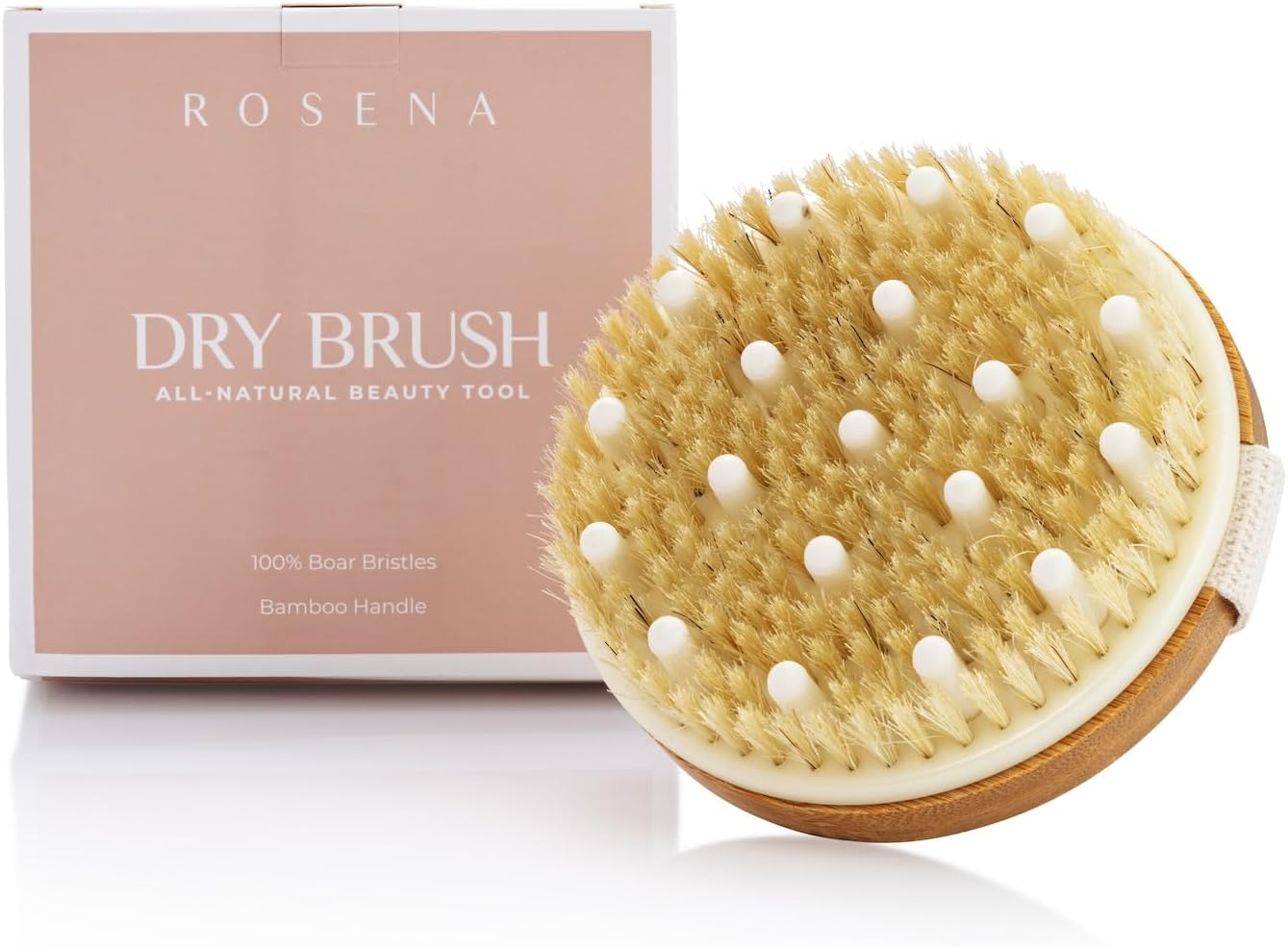 Dry Brushing Body Brush - Best for Exfoliating Dry Skin, Lymphatic Drainage and Cellulite Treatment - Organic Spa Exfoliation and Massage Scrub Brush with Natural Boar Bristles