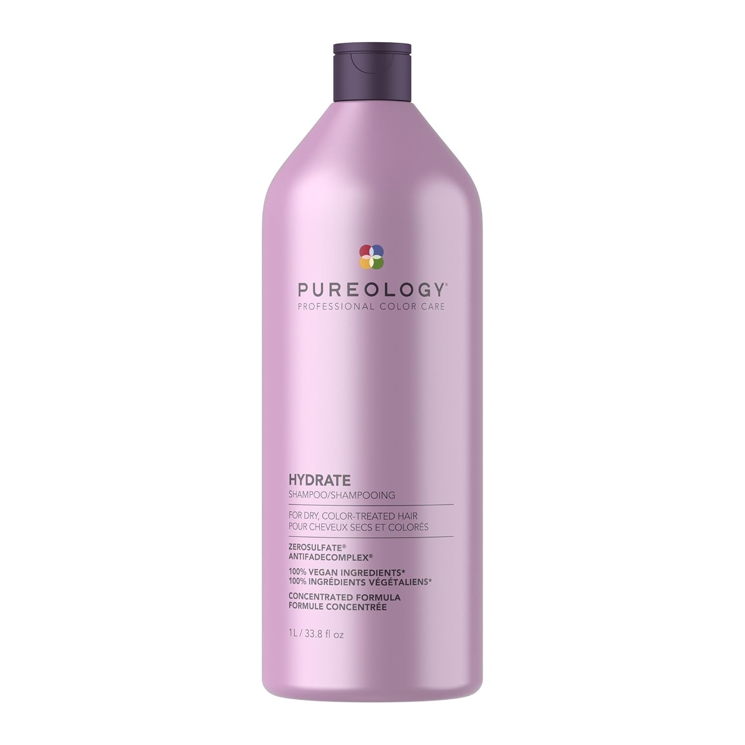 Pureology Hydrate Shampoo - For Dry or Color Treated Hair, Moisturizing Shampoo For Hydration & Softness, With Rose Extract & Green Tea, Vegan & Sulfate-Free