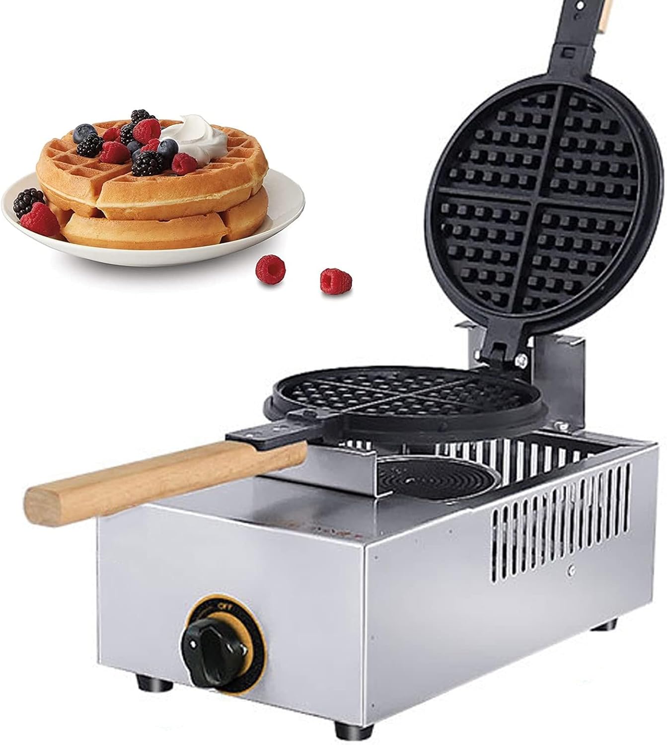 WBRSybUK Commercial Belgian Waffle Maker Gas Waffle Iron Nonstick Restaurant Waffle Cones Maker Machine Waffle Bowl Maker with Nonstick Coating & Easy to Clean for Home Restaurants,B