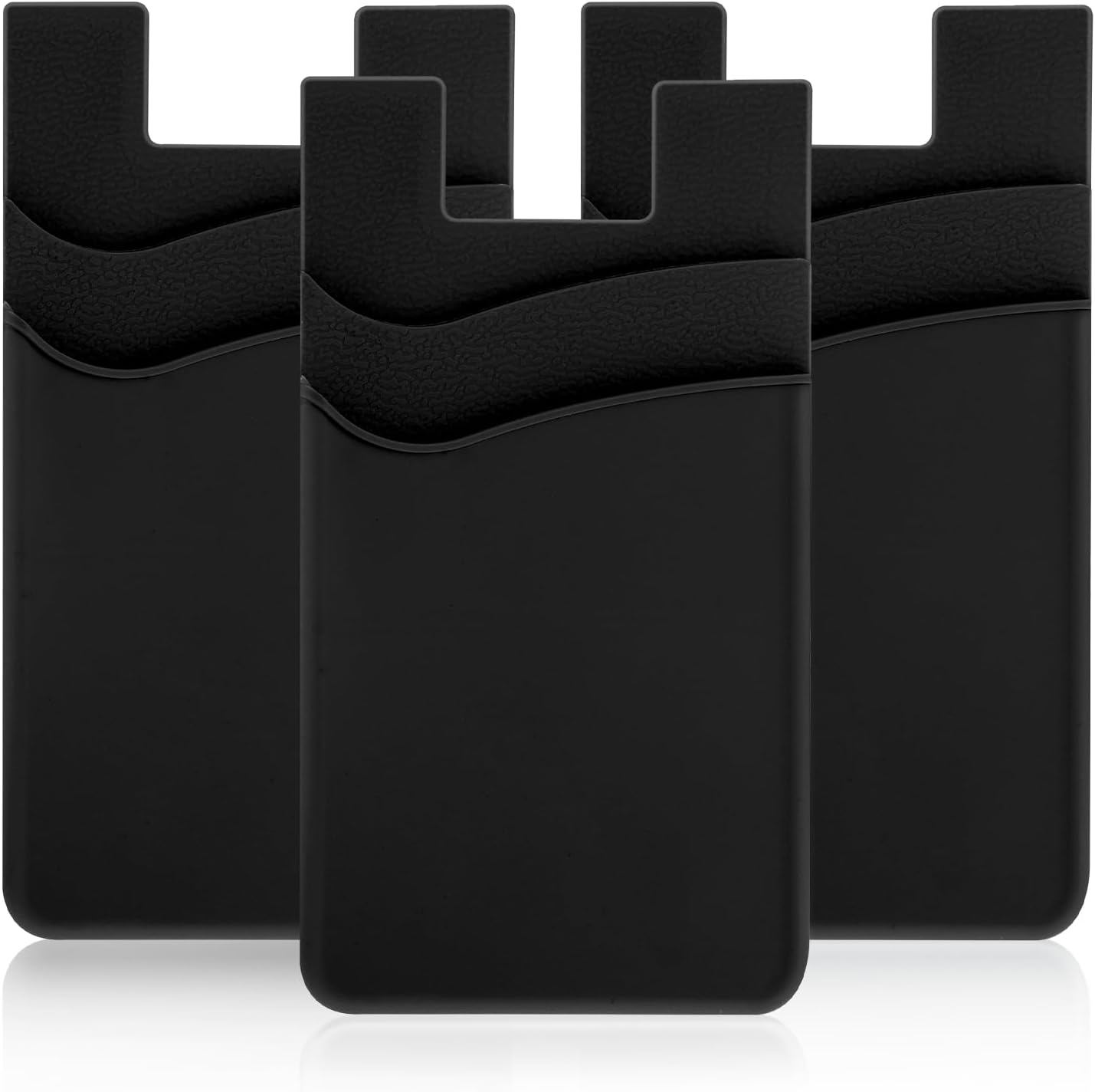 WLLHYF 3 Pcs Phone Wallet for Back of Phone Case, Silicone Adhesive Stick-on Phone Card Holder for Credit Card, Compatible for Any Smartphone (black)